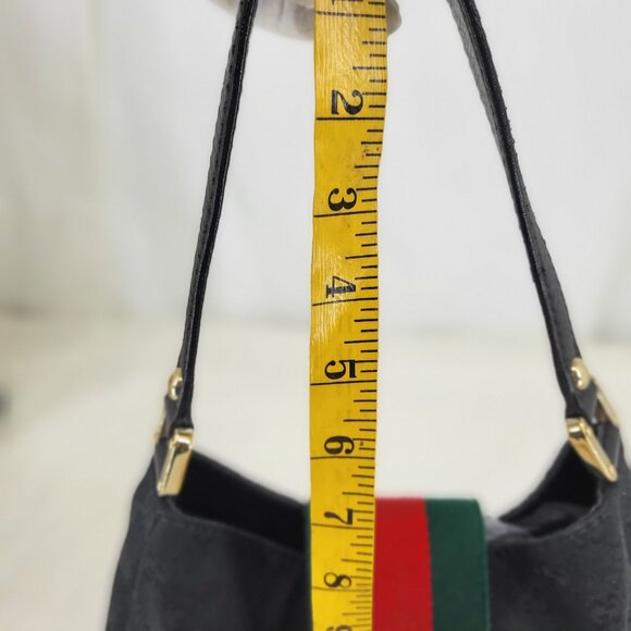 GUCCI Black GG Logo Canvas Hobo Bag - Picture 15 of 16